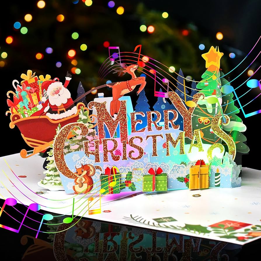 Amazon.com : Yinqing Merry Christmas Cards, Light and Music